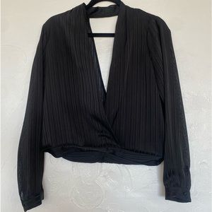 Lovers + Friends Long Sleeve Black Collared Shirt Blouse